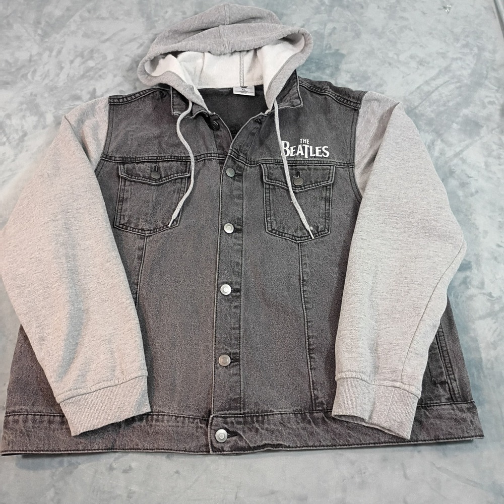 The Beatles Abbey Road Denim Jacket Gray Hooded Sweatshirt Sleeves Mens XL